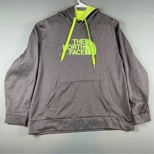 The North Face - Charcoal Hoodie with Neon Green Accents - Size XXL